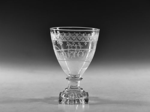 antique glass rummer engraved sacred to love english c1800 - CATEGORY: ANTIQUE GLASS - DATED GEORGIAN