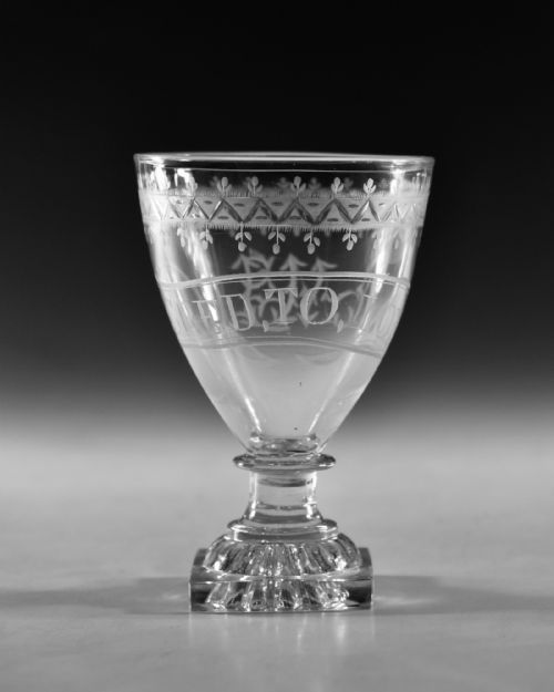 ANTIQUE GLASS RUMMER ENGRAVED SACRED TO LOVE ENGLISH C1800 - ADDITIONAL PHOTO 2
