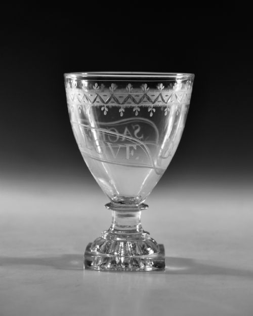 ANTIQUE GLASS RUMMER ENGRAVED SACRED TO LOVE ENGLISH C1800 - ADDITIONAL PHOTO 3