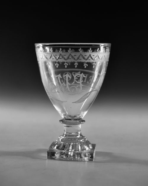 ANTIQUE GLASS RUMMER ENGRAVED SACRED TO LOVE ENGLISH C1800 - ADDITIONAL PHOTO 4