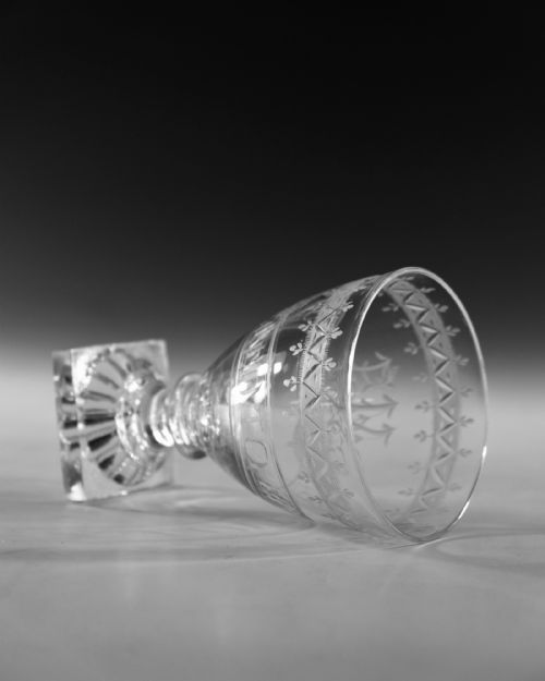 ANTIQUE GLASS RUMMER ENGRAVED SACRED TO LOVE ENGLISH C1800 - ADDITIONAL PHOTO 6