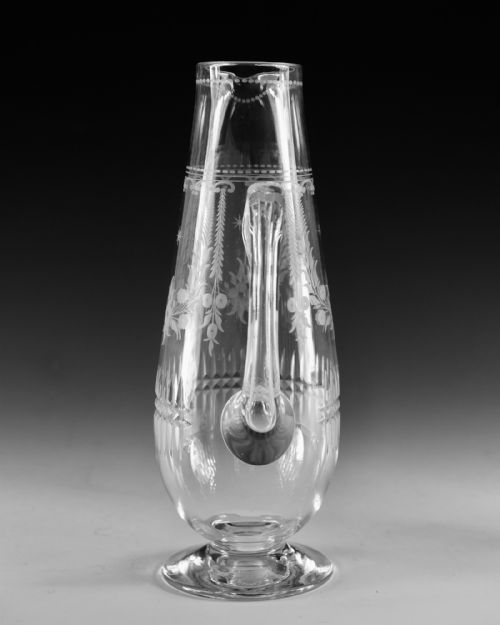 ANTIQUE GLASS ENGRAVED JUG AND TWO GOBLETS ENGLISH C1880 - ADDITIONAL PHOTO 6