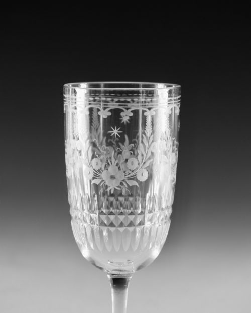 ANTIQUE GLASS ENGRAVED JUG AND TWO GOBLETS ENGLISH C1880 - ADDITIONAL PHOTO 9