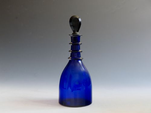 antique glass blue decanter english c1810 - CATEGORY: ANTIQUE GLASS - DATED GEORGIAN
