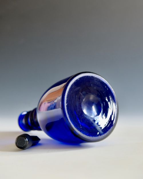 ANTIQUE GLASS BLUE DECANTER ENGLISH C1810 - ADDITIONAL PHOTO 3