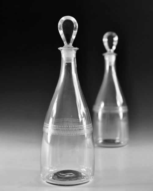 ANTIQUE GLASS DECANTER PAIR OF TAPERS ENGLISH C1780 - ADDITIONAL PHOTO 2