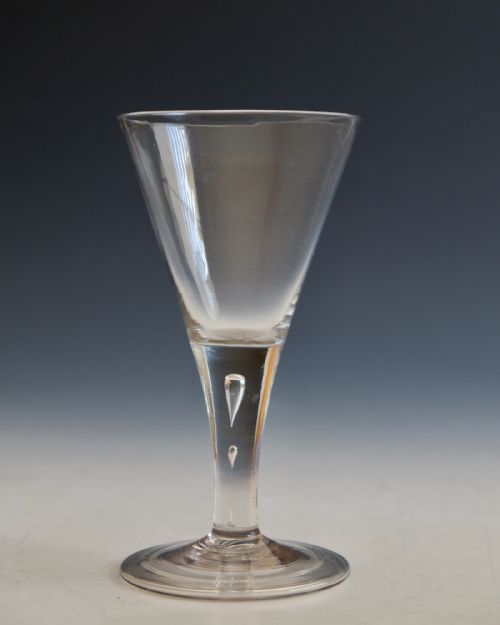 ANTIQUE GLASS WINE GLASS PLAIN STEM ENGLISH C1750 - ADDITIONAL PHOTO 1