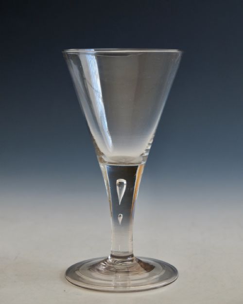 ANTIQUE GLASS WINE GLASS PLAIN STEM ENGLISH C1750 - ADDITIONAL PHOTO 2