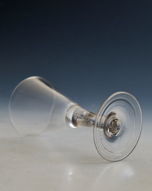 ANTIQUE GLASS WINE GLASS PLAIN STEM ENGLISH C1750 - ADDITIONAL PHOTO 3