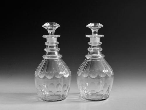 antique glass decanters pair english c1840 - CATEGORY: ANTIQUE GLASS - DATED 19TH CENTURY