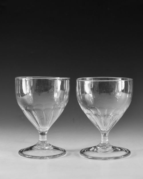 ANTIQUE GLASS RUMMERS PAIR PANEL MOULDED ENGLISH C1800 - ADDITIONAL PHOTO 1