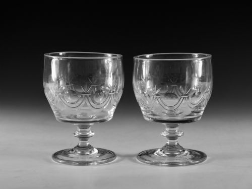 antique glass rummers pair irish c1830 - CATEGORY: ANTIQUE GLASS - DATED GEORGIAN