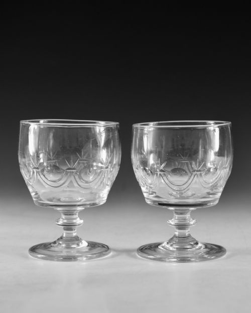 ANTIQUE GLASS RUMMERS PAIR IRISH C1830 - ADDITIONAL PHOTO 1