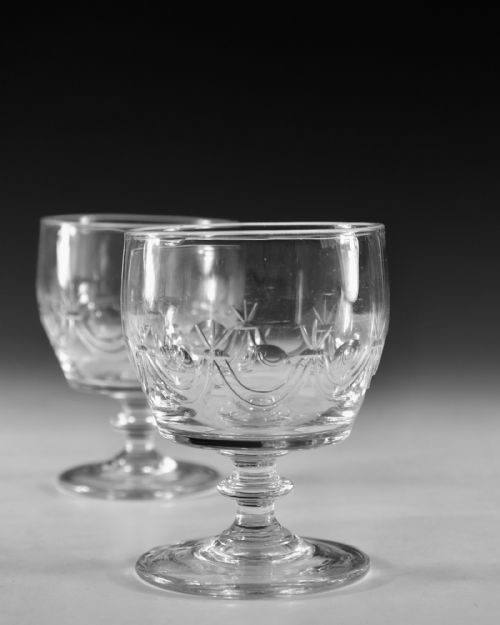ANTIQUE GLASS RUMMERS PAIR IRISH C1830 - ADDITIONAL PHOTO 2