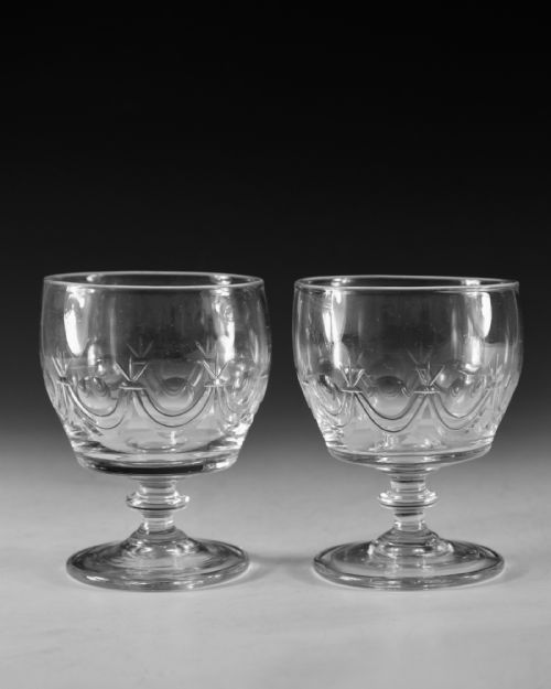 ANTIQUE GLASS RUMMERS PAIR IRISH C1830 - ADDITIONAL PHOTO 1