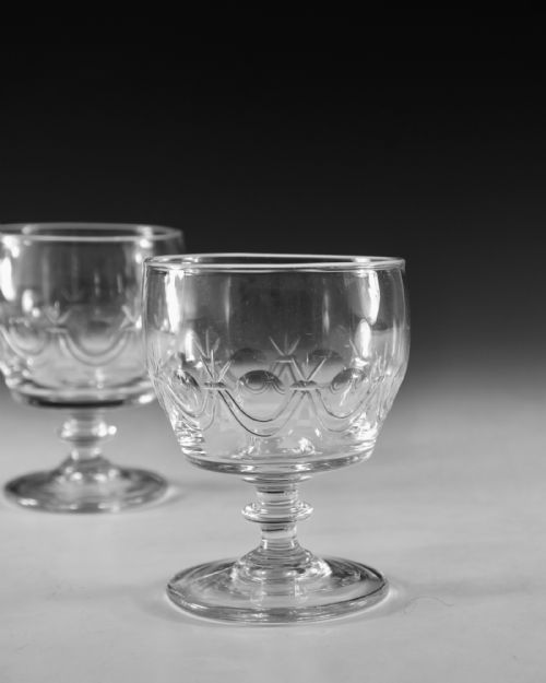 ANTIQUE GLASS RUMMERS PAIR IRISH C1830 - ADDITIONAL PHOTO 2