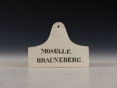 bin label moselle brauneberg english mid 19th century - CATEGORY: ANTIQUE CERAMICS - DATED VICTORIAN