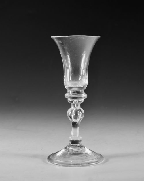 ANTIQUE GLASS LIGHT BALUSTER WINE GLASS ENGLISH C1830 - ADDITIONAL PHOTO 1