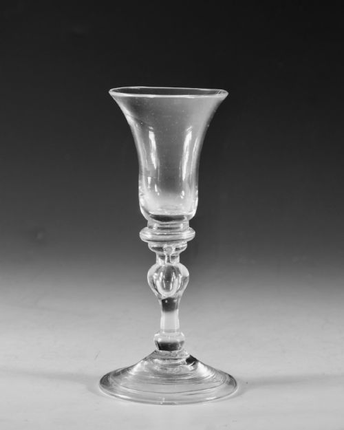 ANTIQUE GLASS LIGHT BALUSTER WINE GLASS ENGLISH C1830 - ADDITIONAL PHOTO 2
