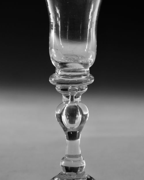 ANTIQUE GLASS LIGHT BALUSTER WINE GLASS ENGLISH C1830 - ADDITIONAL PHOTO 3