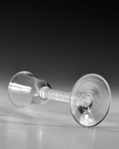 ANTIQUE GLASS AIR TWIST WINE GLASS ENGLISH C1755 - ADDITIONAL PHOTO 2