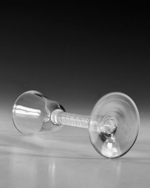 ANTIQUE GLASS AIR TWIST WINE GLASS ENGLISH C1755 - ADDITIONAL PHOTO 3