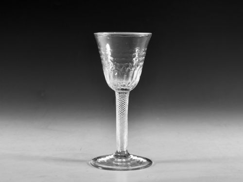 antique glass wine glass air twist stem english c1755 - CATEGORY: ANTIQUE GLASS - DATED 18TH CENTURY