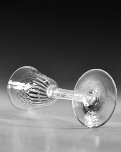 ANTIQUE GLASS WINE GLASS AIR TWIST STEM ENGLISH C1755 - ADDITIONAL PHOTO 2