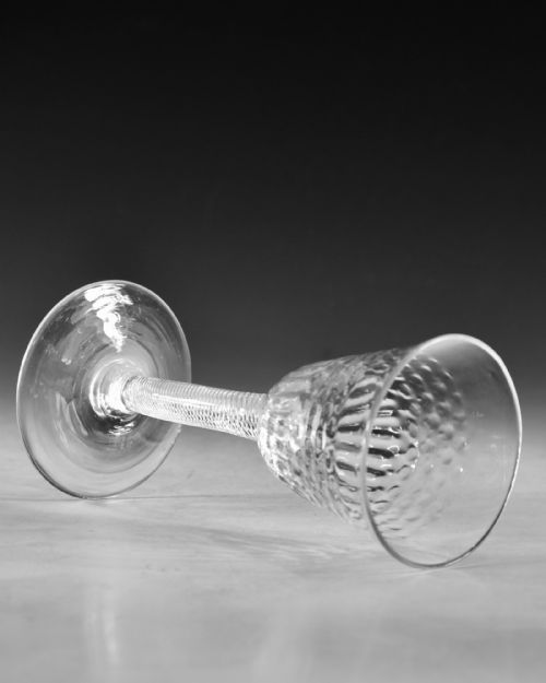 ANTIQUE GLASS WINE GLASS AIR TWIST STEM ENGLISH C1755 - ADDITIONAL PHOTO 4
