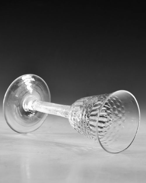 ANTIQUE GLASS WINE GLASS AIR TWIST STEM ENGLISH C1755 - ADDITIONAL PHOTO 5