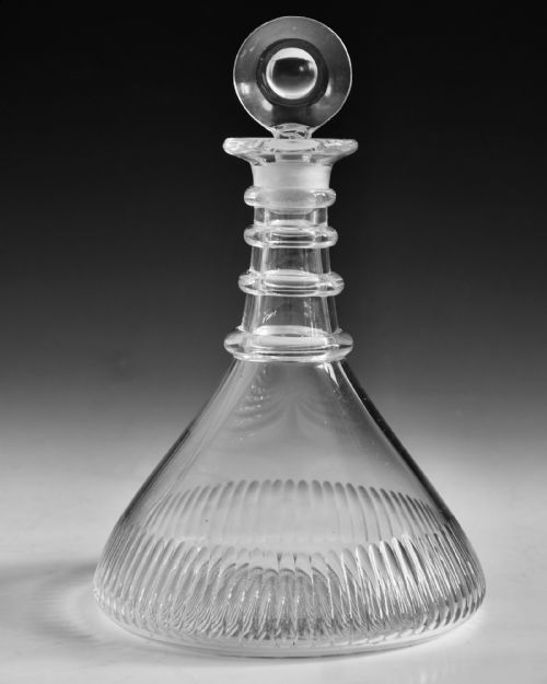 ANTIQUE GLASS SHIP'S DECANTERS PAIR ENGLISH C1830 - ADDITIONAL PHOTO 4