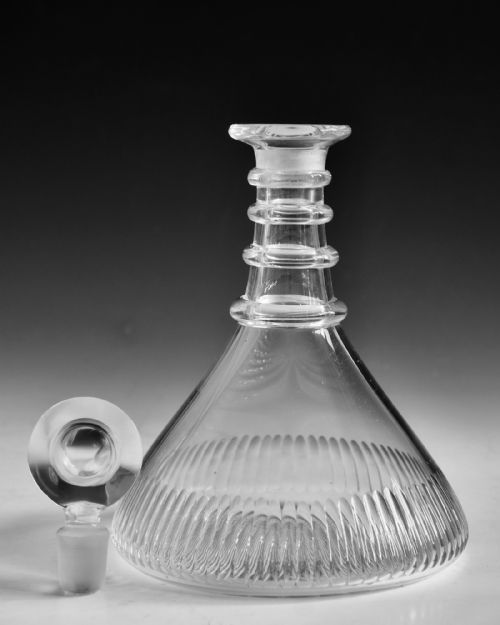 ANTIQUE GLASS SHIP'S DECANTERS PAIR ENGLISH C1830 - ADDITIONAL PHOTO 5