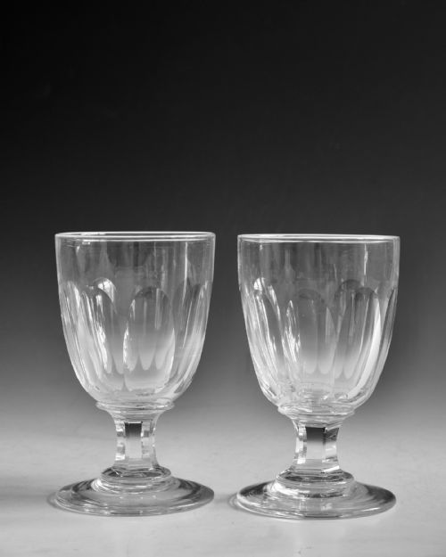 ANTIQUE GLASS RUMMERS PAIR C1860 - ADDITIONAL PHOTO 1