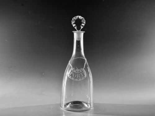 antique glass decanter mallet engraved port english c177080 - CATEGORY: ANTIQUE GLASS - DATED GEORGIAN