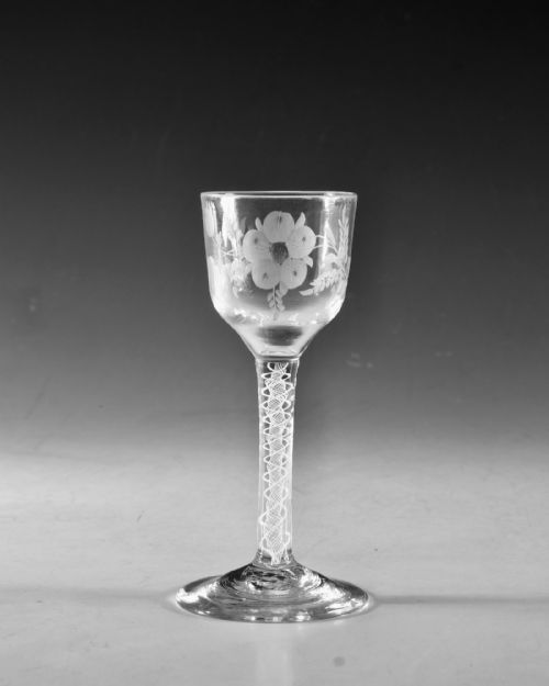 ANTIQUE GLASS WINE GLASS OPAQUE TWIST ENGLISH C1765 - ADDITIONAL PHOTO 1