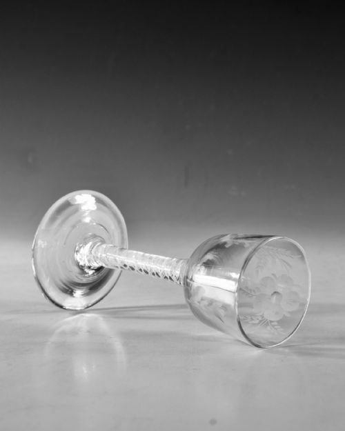 ANTIQUE GLASS WINE GLASS OPAQUE TWIST ENGLISH C1765 - ADDITIONAL PHOTO 3