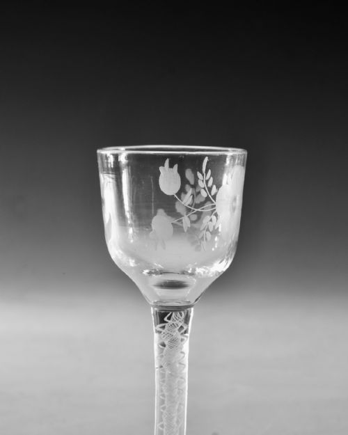 ANTIQUE GLASS WINE GLASS OPAQUE TWIST ENGLISH C1765 - ADDITIONAL PHOTO 4