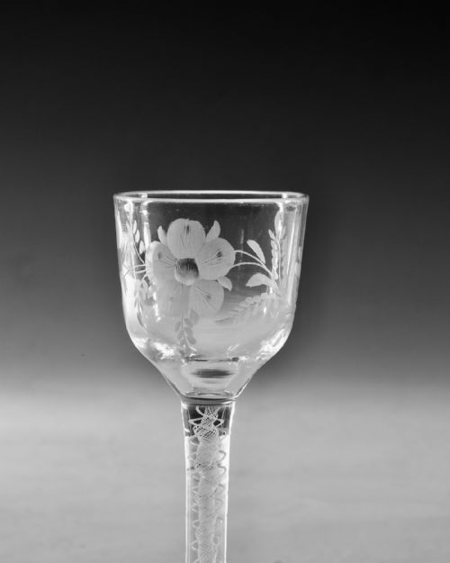 ANTIQUE GLASS WINE GLASS OPAQUE TWIST ENGLISH C1765 - ADDITIONAL PHOTO 5