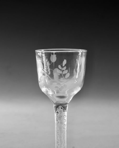 ANTIQUE GLASS WINE GLASS OPAQUE TWIST ENGLISH C1765 - ADDITIONAL PHOTO 6