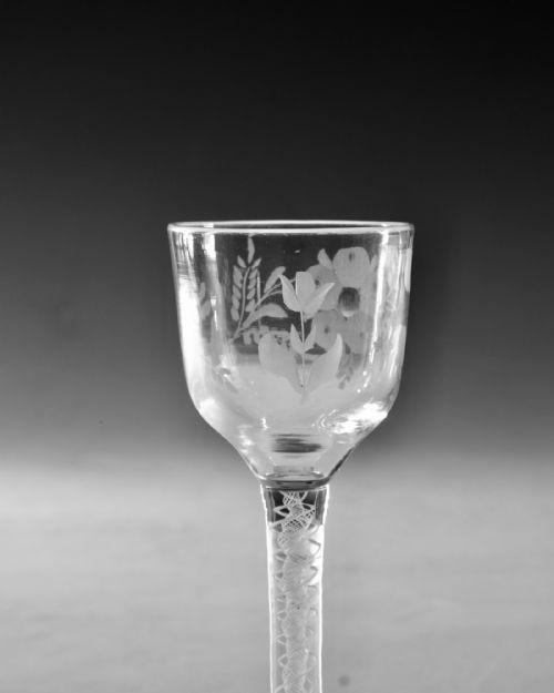 ANTIQUE GLASS WINE GLASS OPAQUE TWIST ENGLISH C1765 - ADDITIONAL PHOTO 7