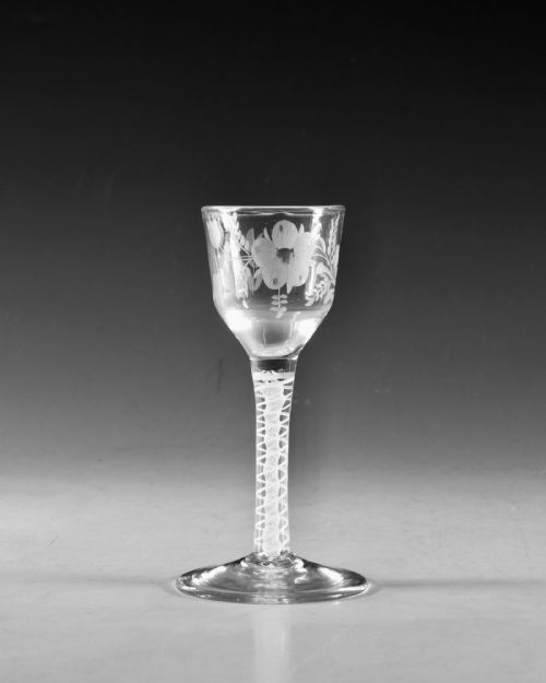 ANTIQUE GLASS WINE GLASS OPAQUE TWIST ENGLISH C1765 - ADDITIONAL PHOTO 1