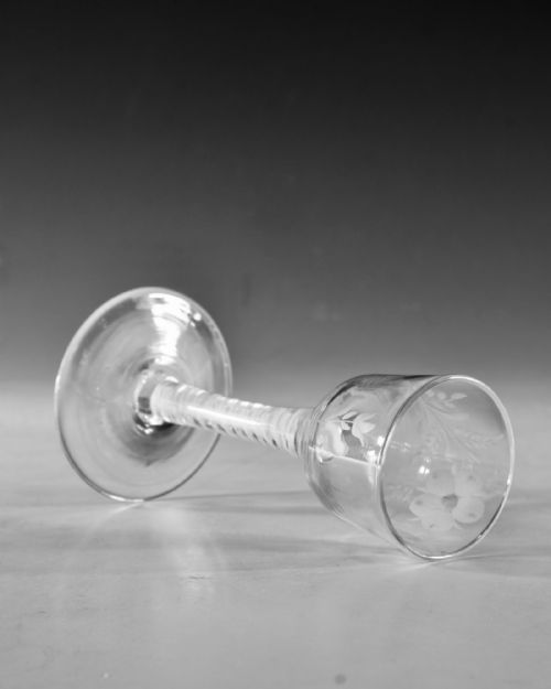 ANTIQUE GLASS WINE GLASS OPAQUE TWIST ENGLISH C1765 - ADDITIONAL PHOTO 3