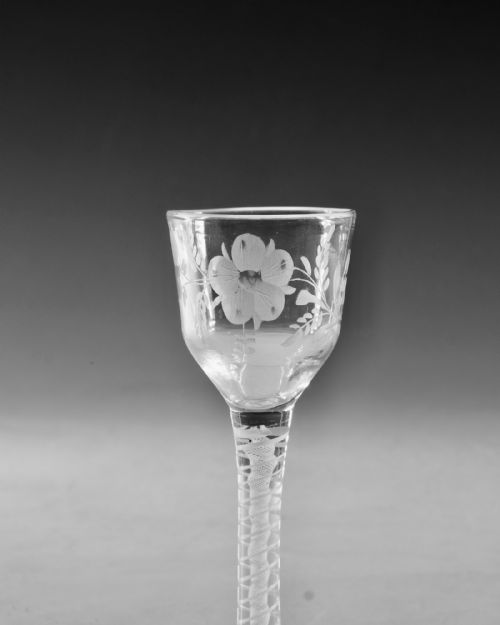 ANTIQUE GLASS WINE GLASS OPAQUE TWIST ENGLISH C1765 - ADDITIONAL PHOTO 4