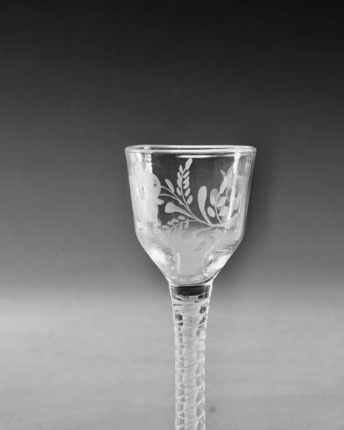 ANTIQUE GLASS WINE GLASS OPAQUE TWIST ENGLISH C1765 - ADDITIONAL PHOTO 6