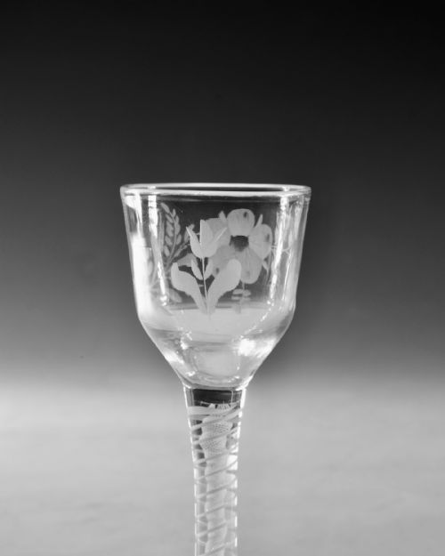 ANTIQUE GLASS WINE GLASS OPAQUE TWIST ENGLISH C1765 - ADDITIONAL PHOTO 7