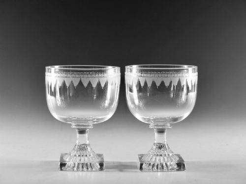 antique glass pair of rummers english c1810 - CATEGORY: ANTIQUE GLASS - DATED GEORGIAN