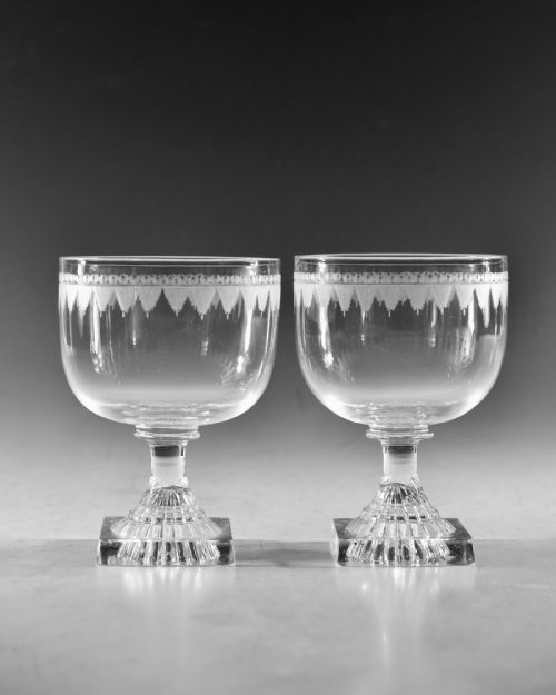 ANTIQUE GLASS PAIR OF RUMMERS ENGLISH C1810 - ADDITIONAL PHOTO 1