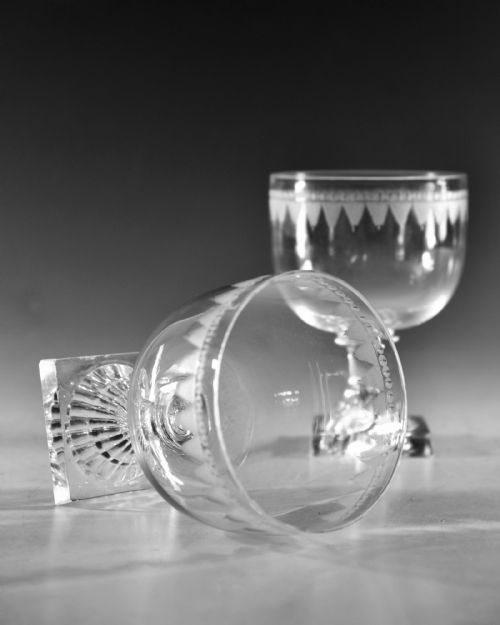 ANTIQUE GLASS PAIR OF RUMMERS ENGLISH C1810 - ADDITIONAL PHOTO 5