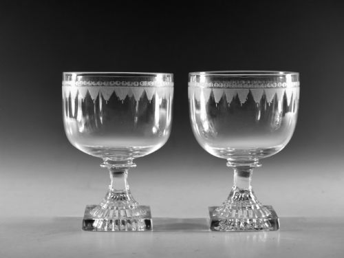 antique glass pair of rummers english c1810 - CATEGORY: ANTIQUE GLASS - DATED GEORGIAN