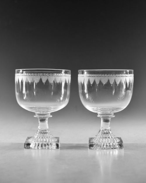 ANTIQUE GLASS PAIR OF RUMMERS ENGLISH C1810 - ADDITIONAL PHOTO 1